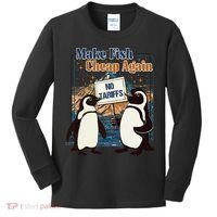 Make Fish Cheap Again Penguins Against Tariffs Kids Long Sleeve Shirt thumb 0