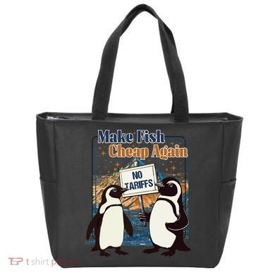 Make Fish Cheap Again Penguins Against Tariffs Tote Bag