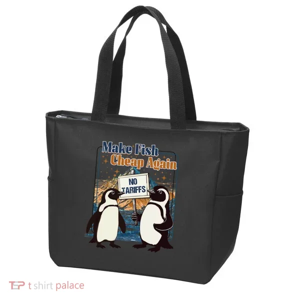 Make Fish Cheap Again Penguins Against Tariffs Tote Bag