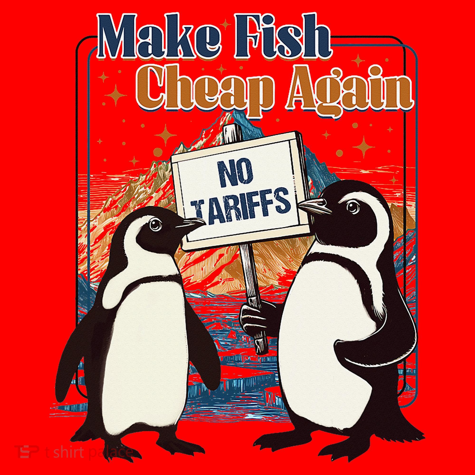 Make Fish Cheap Again Penguins Against Tariffs Santa Hat