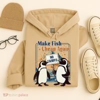 Make Fish Cheap Again Penguins Against Tariffs Hoodie thumb 4