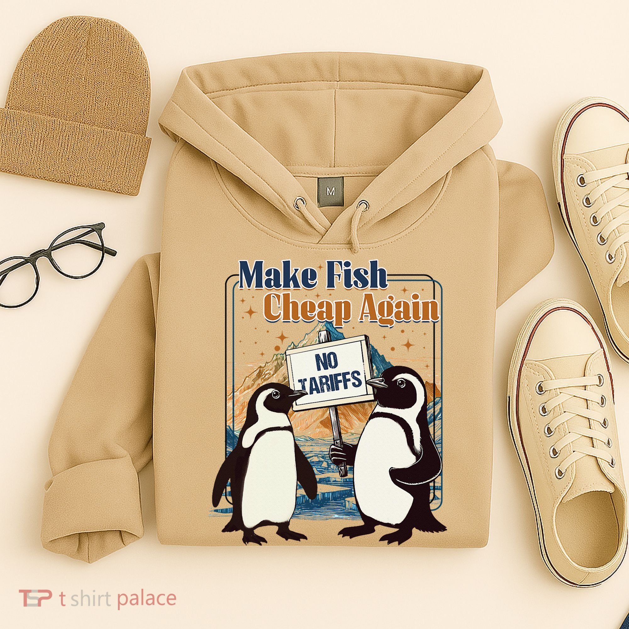 Make Fish Cheap Again Penguins Against Tariffs Hoodie