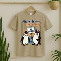 Make Fish Cheap Again Penguins Against Tariffs T-Shirt thumb 2