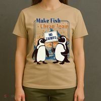 Make Fish Cheap Again Penguins Against Tariffs T-Shirt thumb 4