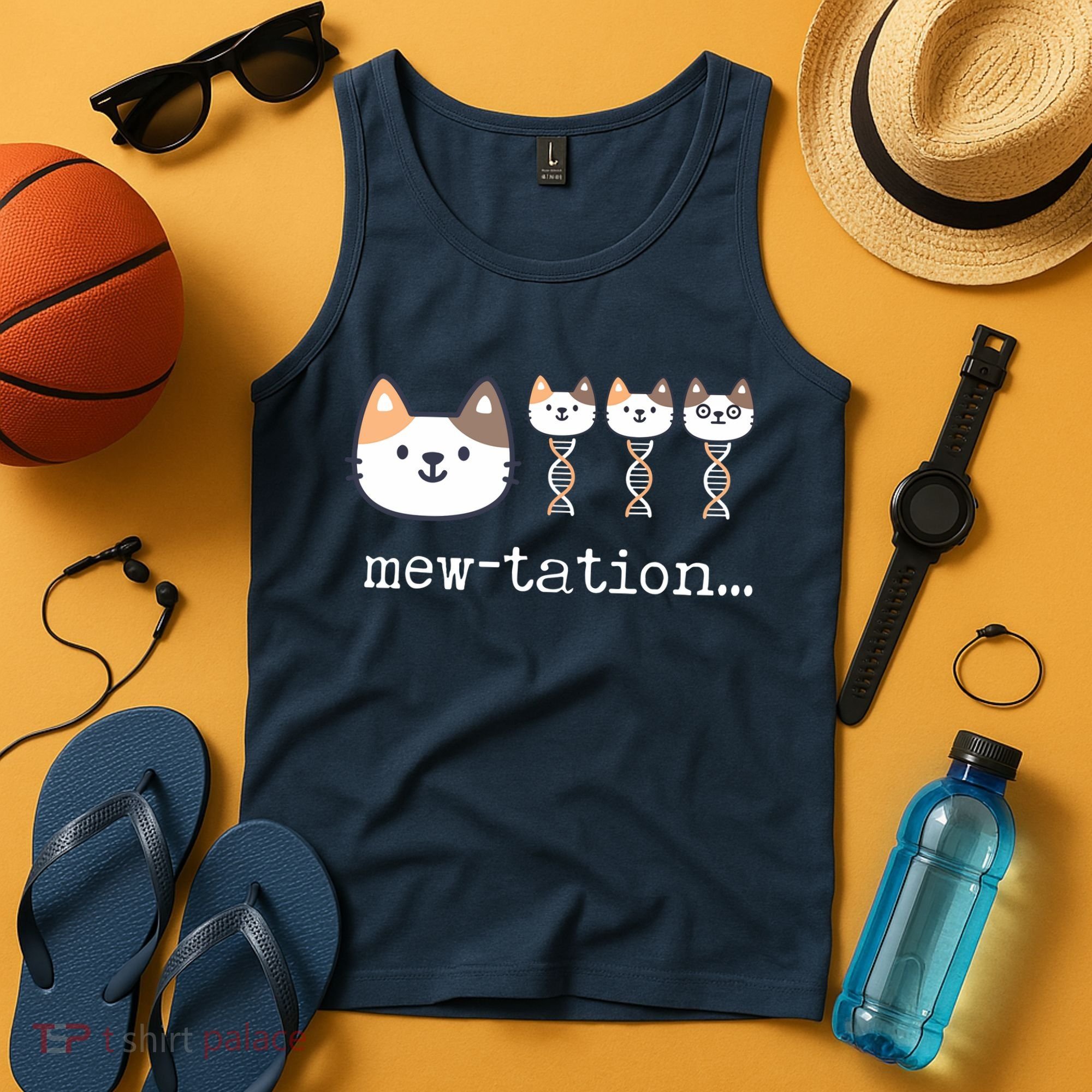 Mewtation Funny Cat Science Dna Cells Biology Teacher Tank Top