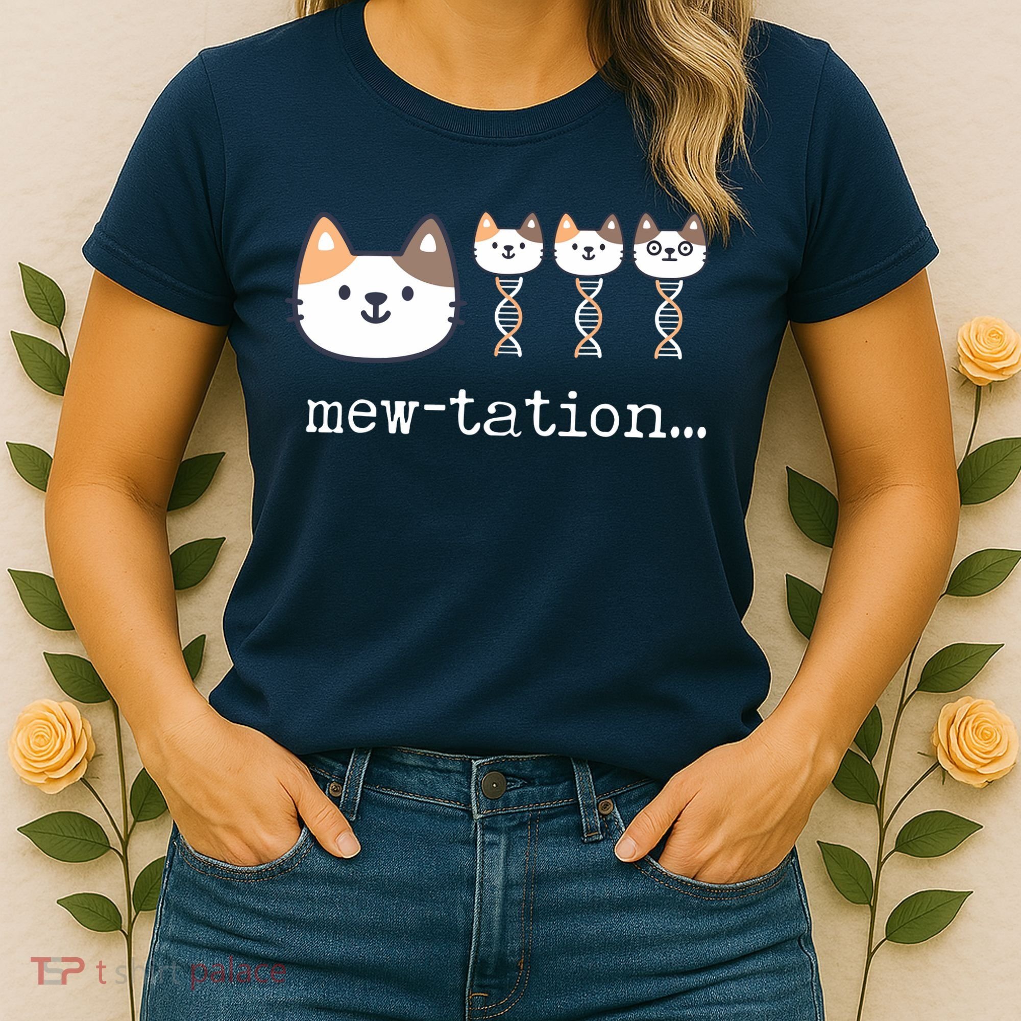 Mewtation Funny Cat Science Dna Cells Biology Teacher Women's T-Shirt