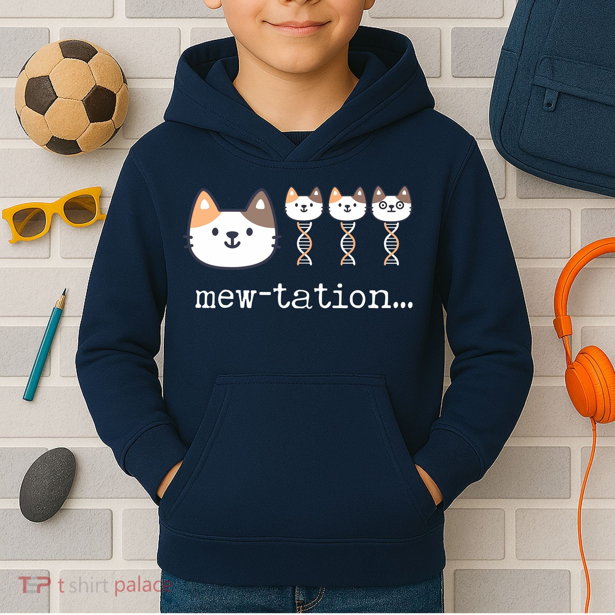 Mewtation Funny Cat Science Dna Cells Biology Teacher Kids Hoodie