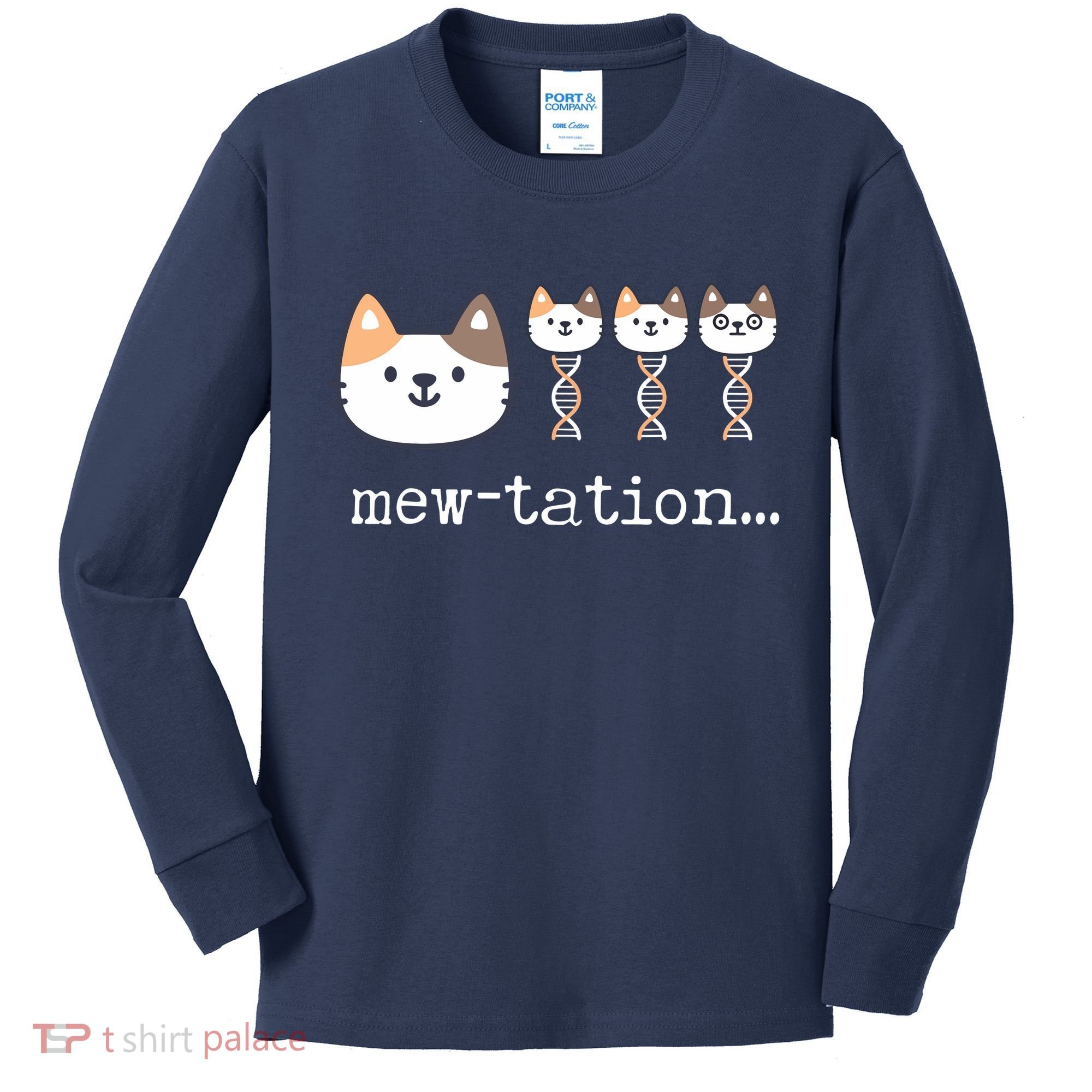 Mewtation Funny Cat Science Dna Cells Biology Teacher Kids Long Sleeve Shirt