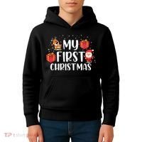 My First Christmas Sweater Kids Hoodie thumb 4
