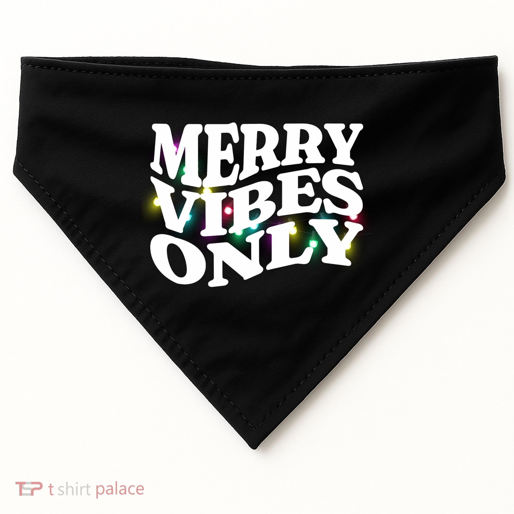 Matching Family Christmas Merry Vibes Only Lights Long Sleeve USA-Made Doggie Bandana
