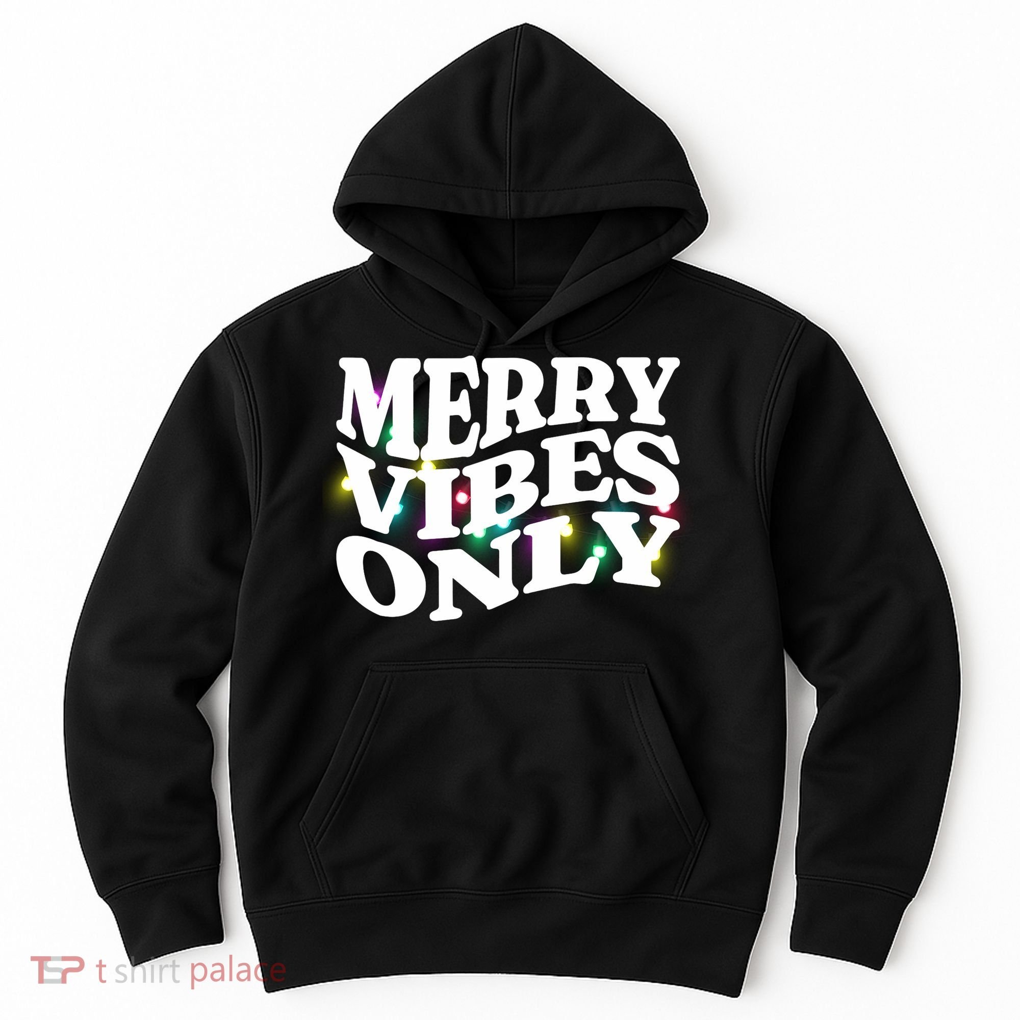 Matching Family Christmas Merry Vibes Only Lights Long Sleeve Hoodie