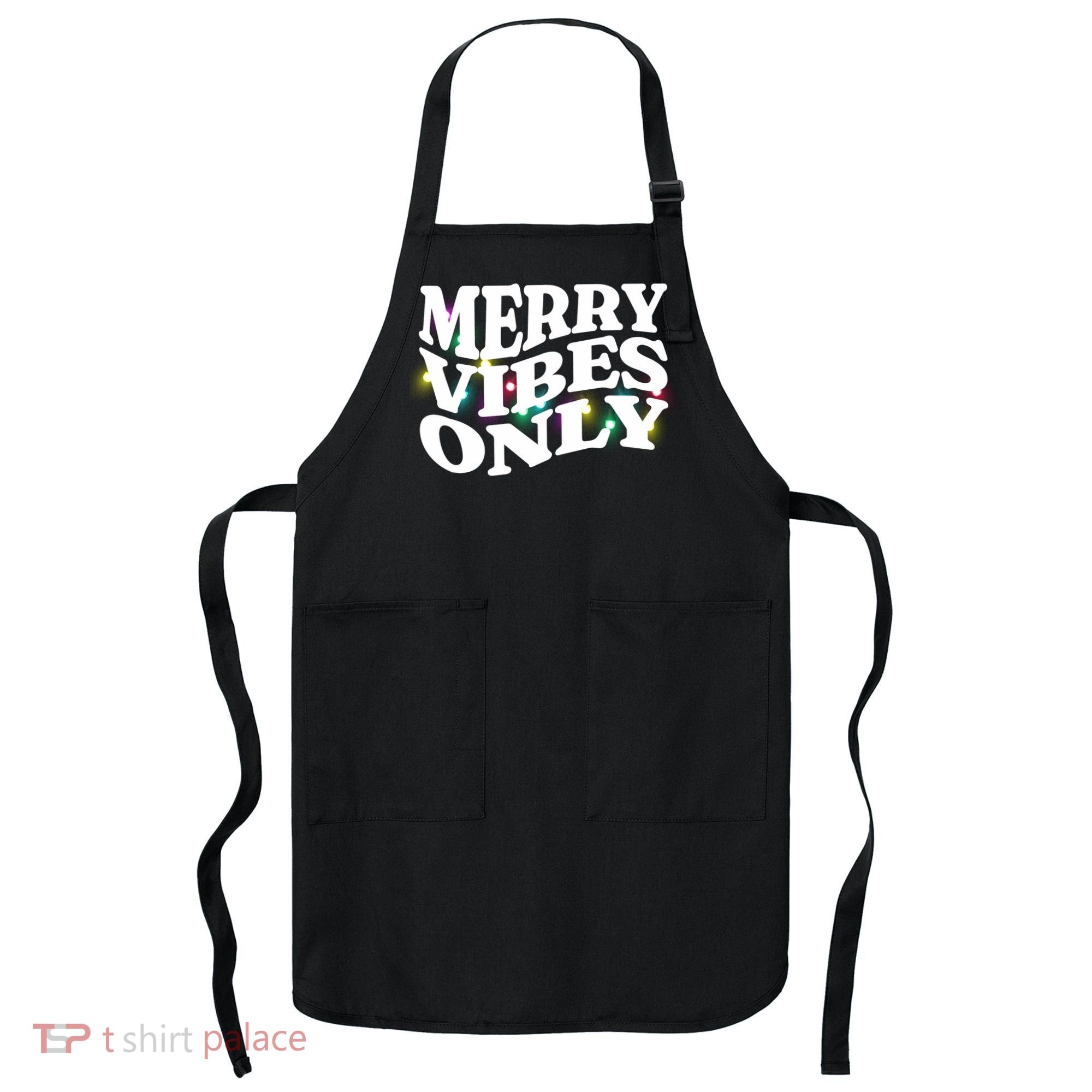 Matching Family Christmas Merry Vibes Only Lights Long Sleeve Apron