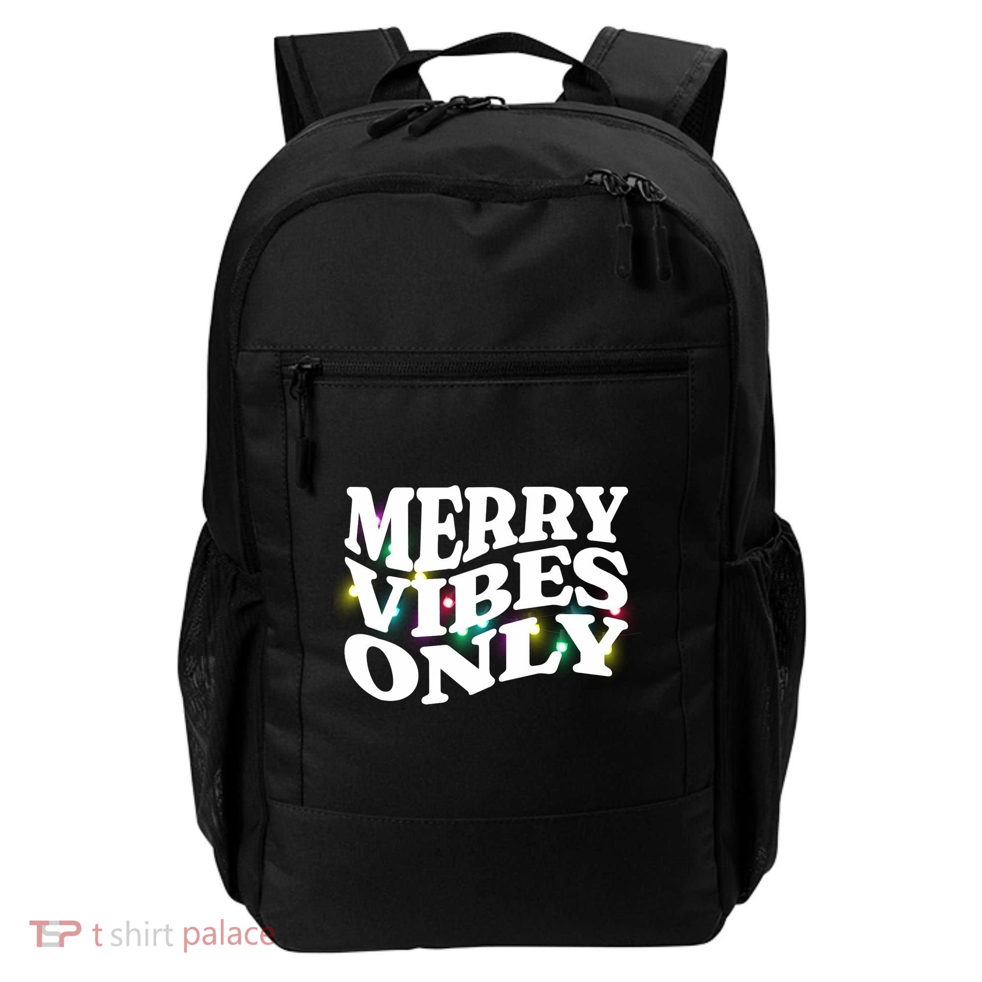 Matching Family Christmas Merry Vibes Only Lights Long Sleeve Backpack