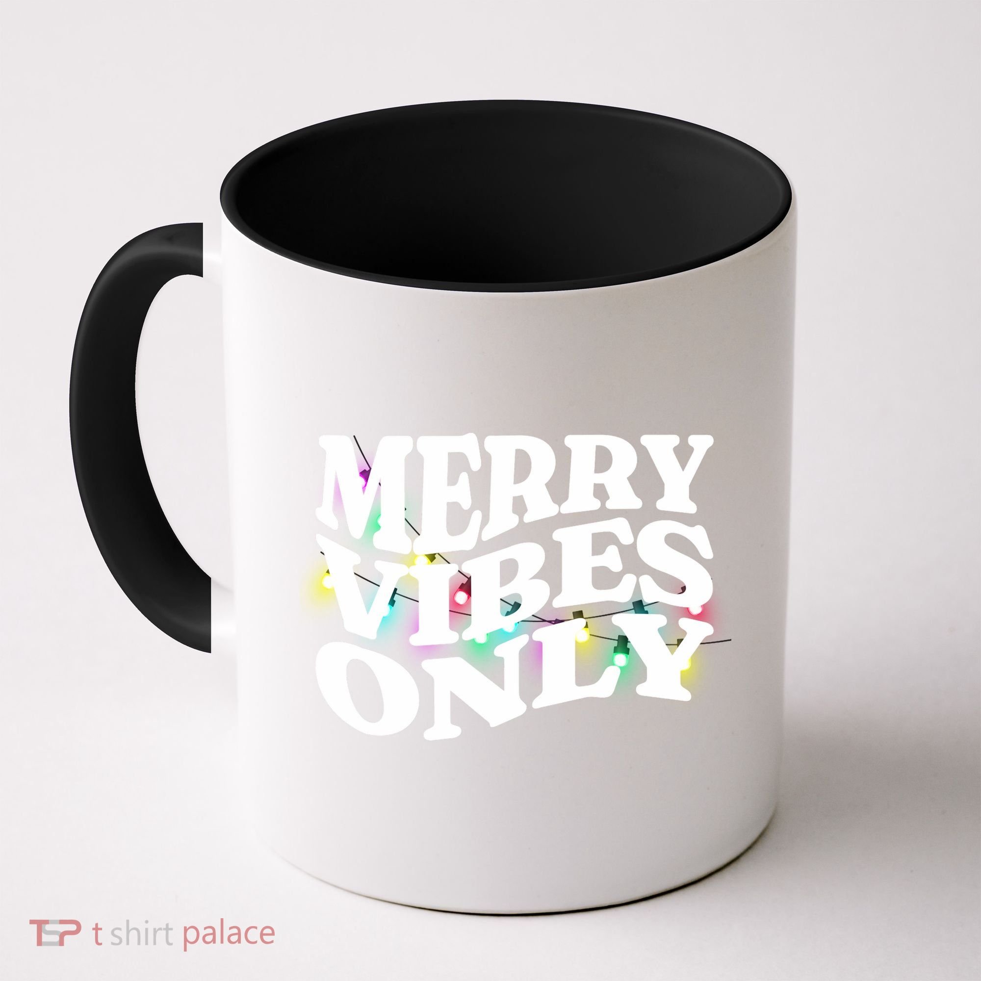 Matching Family Christmas Merry Vibes Only Lights Long Sleeve Coffee Mug