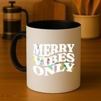 Matching Family Christmas Merry Vibes Only Lights Long Sleeve Coffee Mug thumb 4