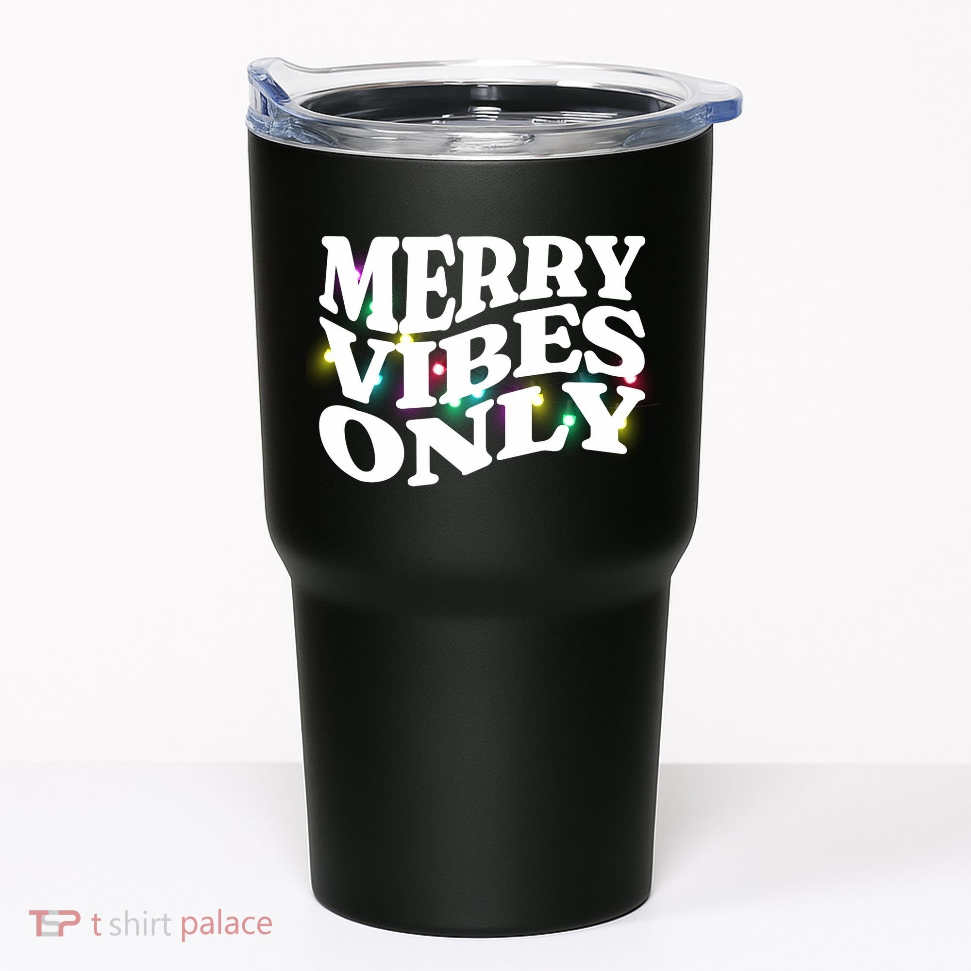Matching Family Christmas Merry Vibes Only Lights Long Sleeve Tumbler