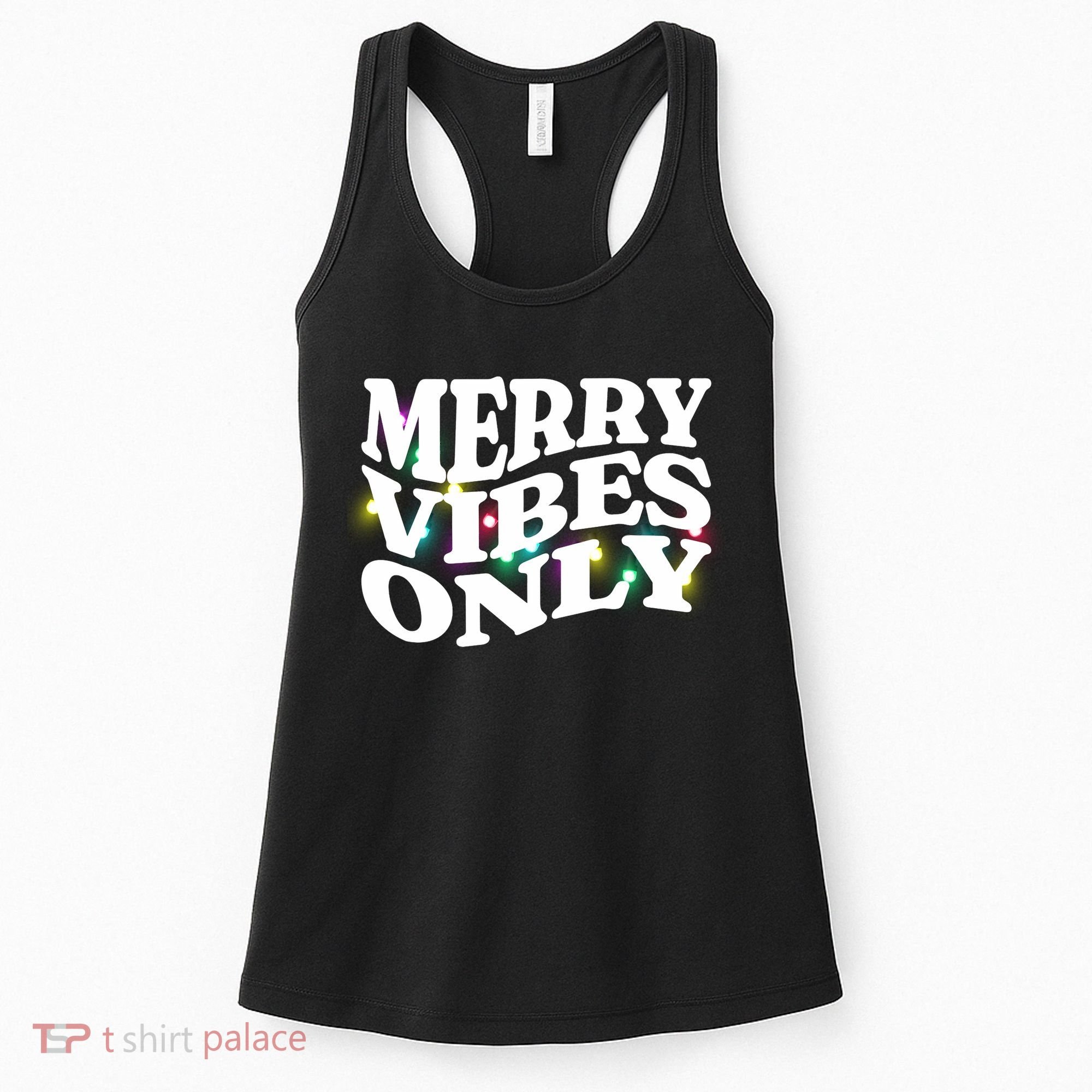 Matching Family Christmas Merry Vibes Only Lights Long Sleeve Women's Tank Top