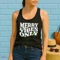 Matching Family Christmas Merry Vibes Only Lights Long Sleeve Women's Tank Top thumb 2