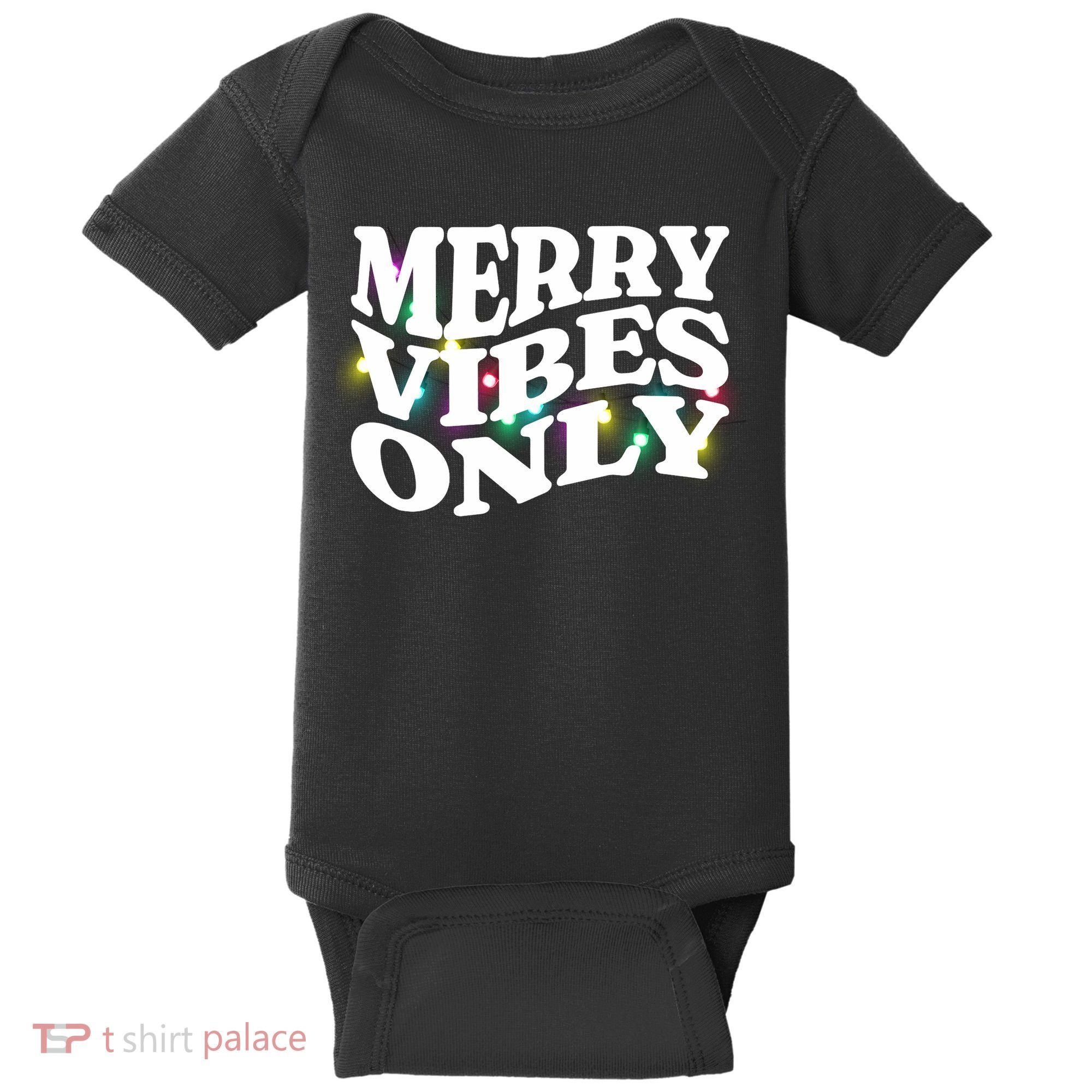 Matching Family Christmas Merry Vibes Only Lights Long Sleeve Baby Bodysuit