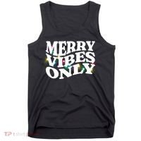 Matching Family Christmas Merry Vibes Only Lights Long Sleeve Tank Top thumb 0