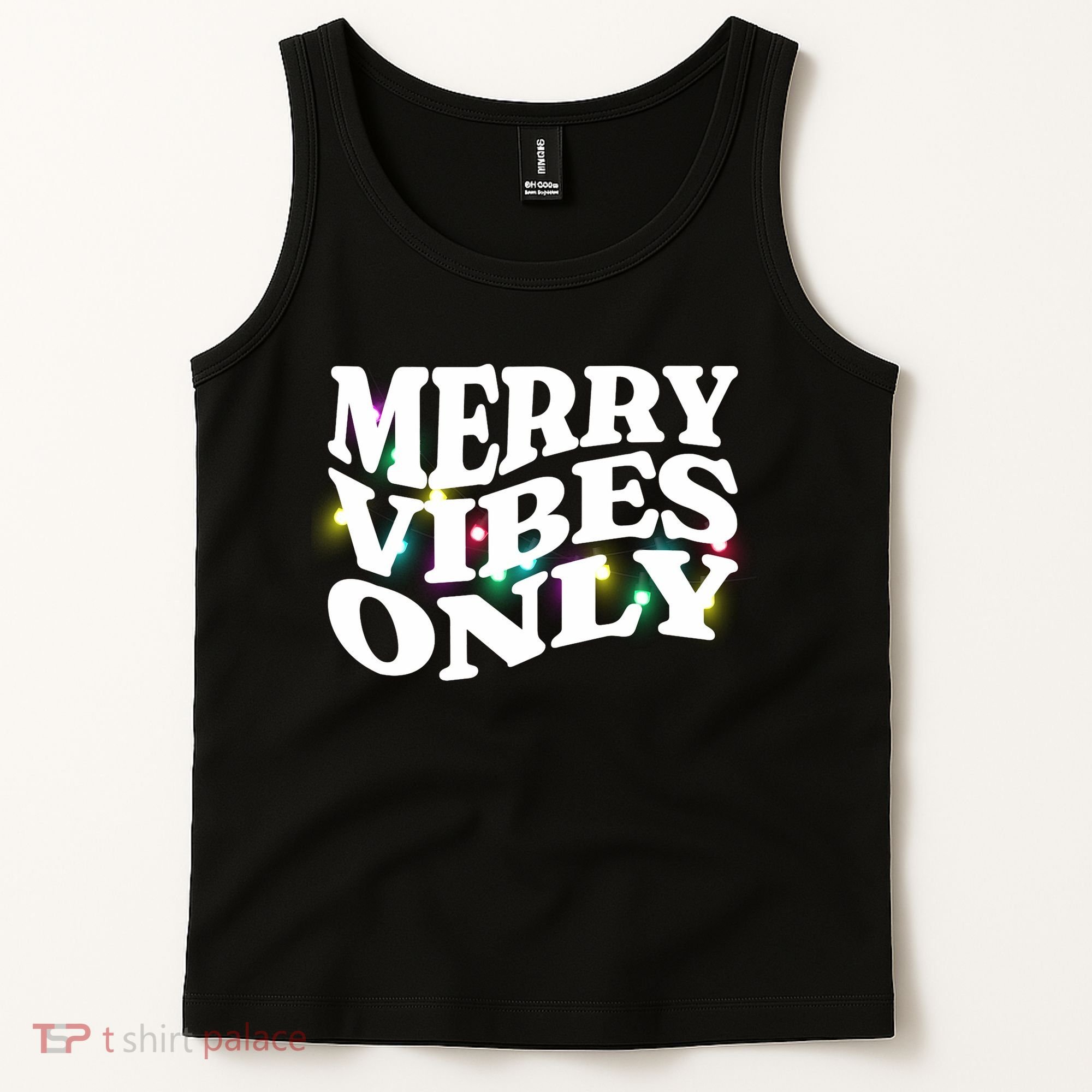 Matching Family Christmas Merry Vibes Only Lights Long Sleeve Tank Top