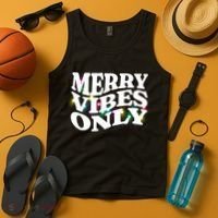 Matching Family Christmas Merry Vibes Only Lights Long Sleeve Tank Top thumb 4
