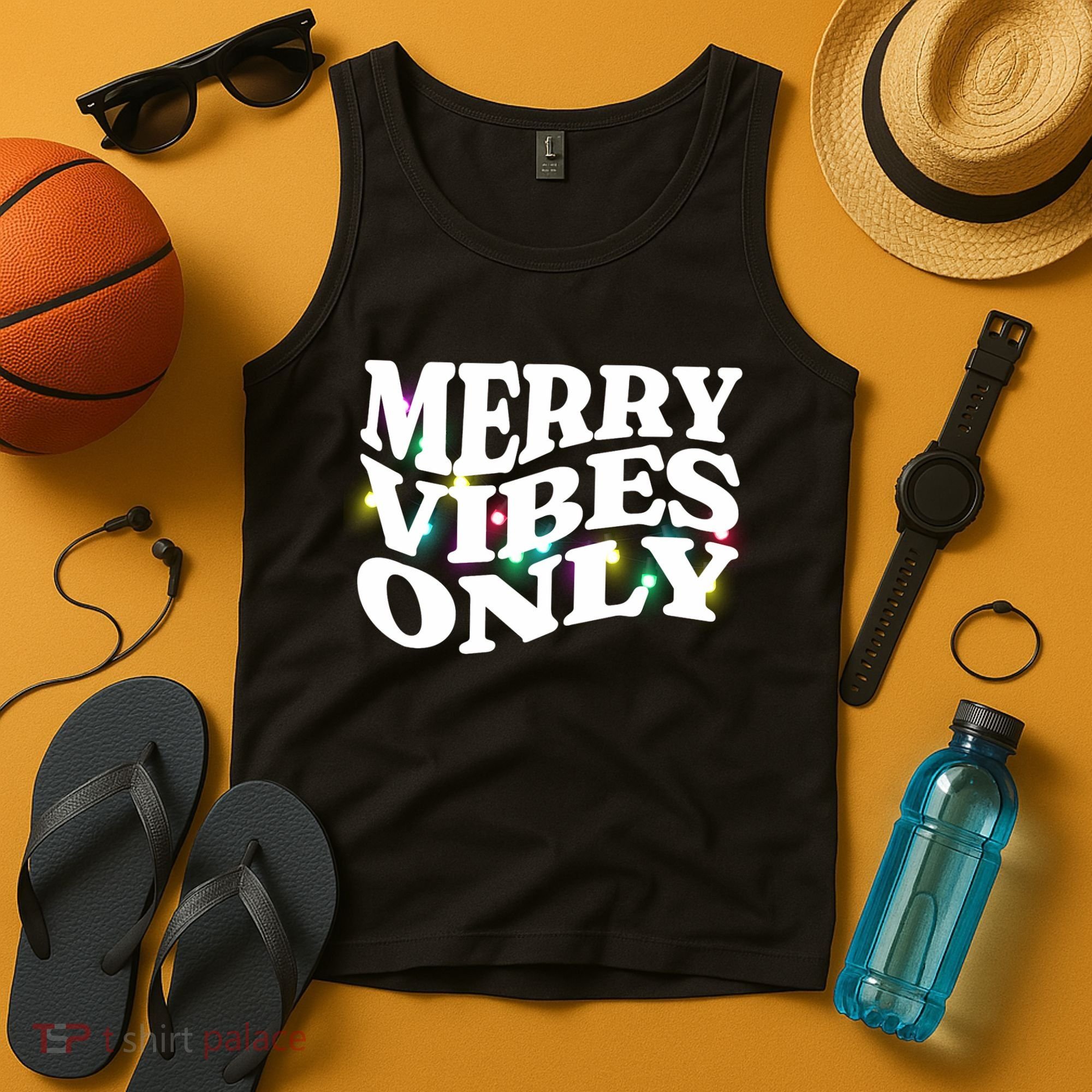 Matching Family Christmas Merry Vibes Only Lights Long Sleeve Tank Top