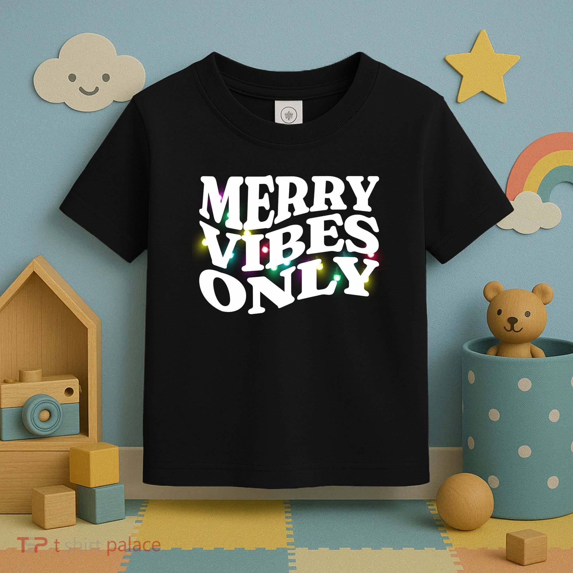 Matching Family Christmas Merry Vibes Only Lights Long Sleeve Toddler T-Shirt