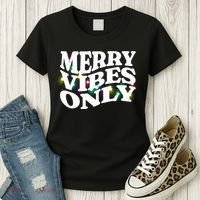 Matching Family Christmas Merry Vibes Only Lights Long Sleeve Women's T-Shirt thumb 3