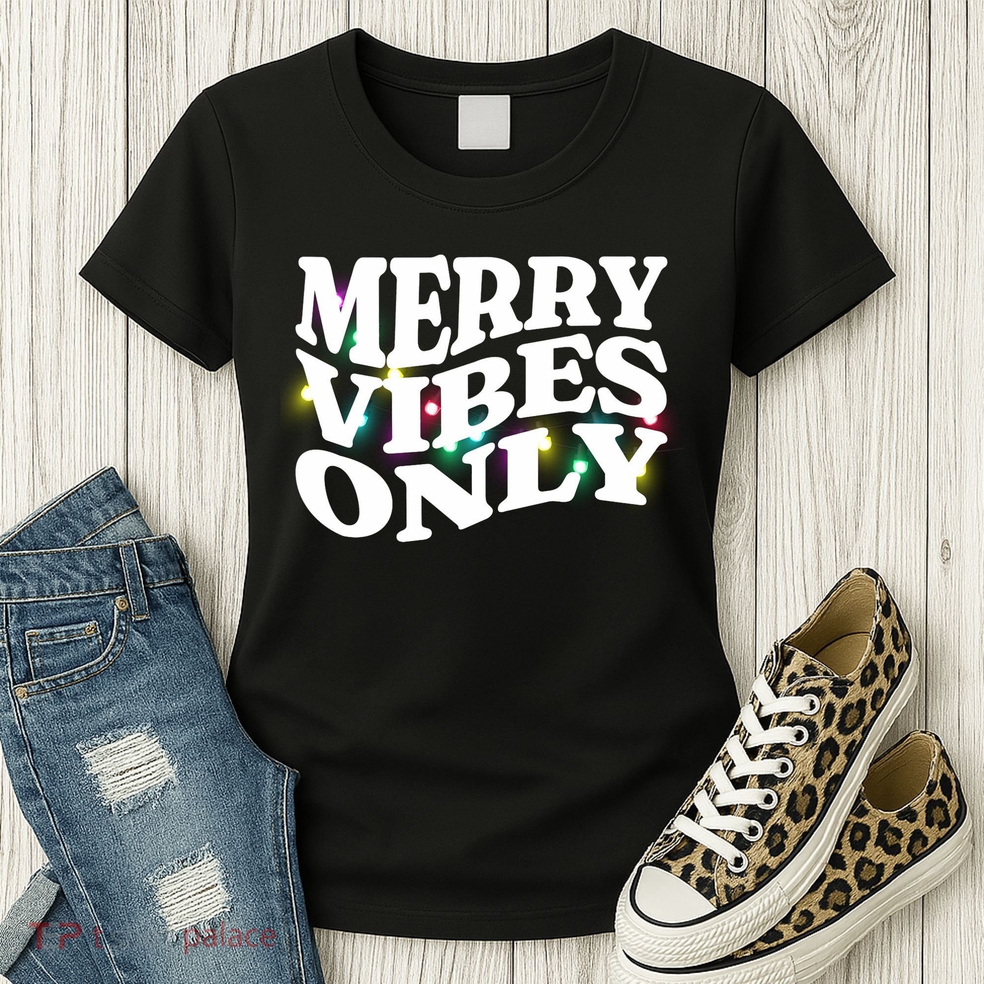 Matching Family Christmas Merry Vibes Only Lights Long Sleeve Women's T-Shirt