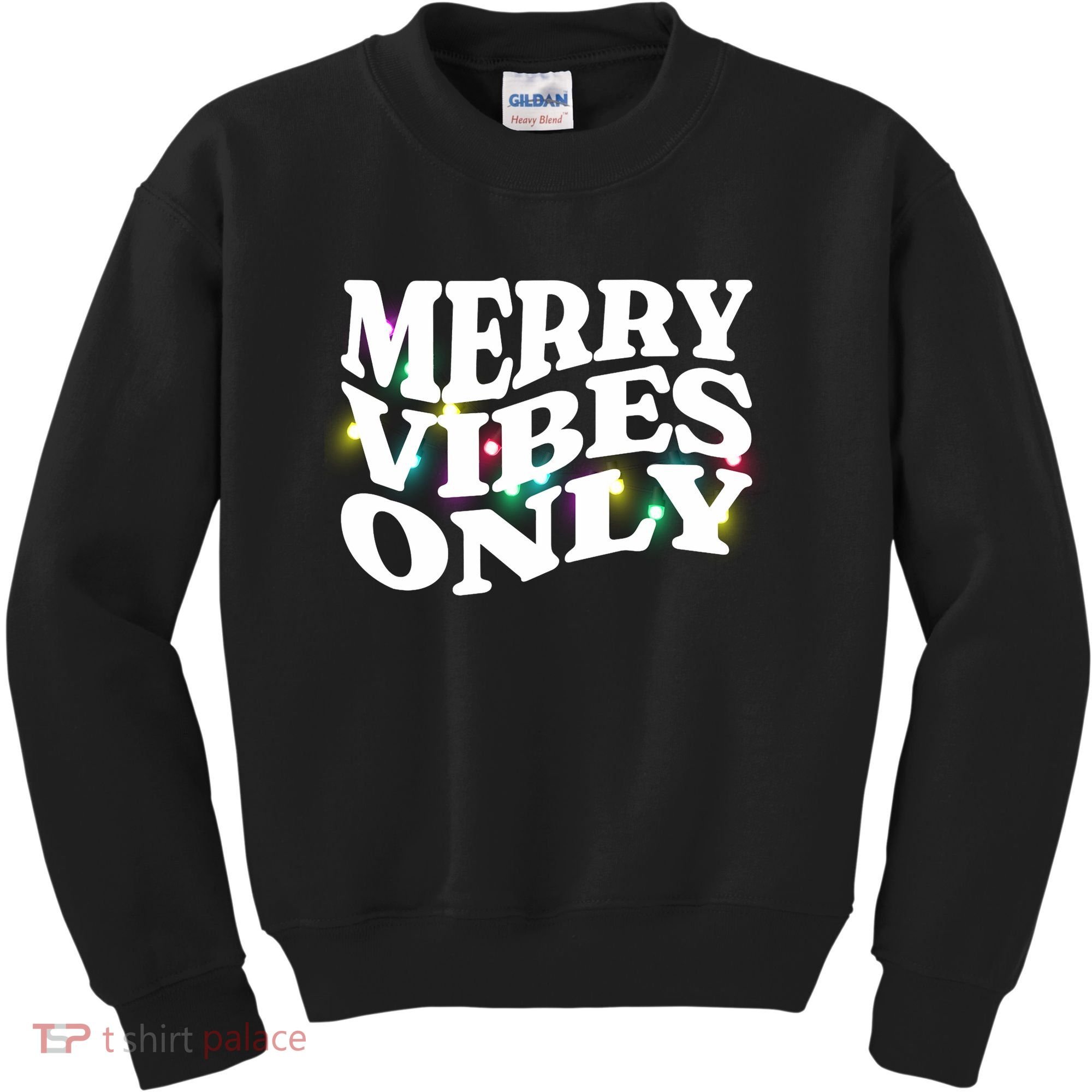Matching Family Christmas Merry Vibes Only Lights Long Sleeve Kids Sweatshirt