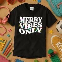 Matching Family Christmas Merry Vibes Only Lights Long Sleeve Kids T-Shirt thumb 3