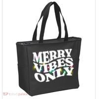 Matching Family Christmas Merry Vibes Only Lights Long Sleeve Tote Bag thumb 2