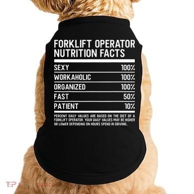Men Funny Certified Forklift Operator Nutrition Facts Doggie Tank