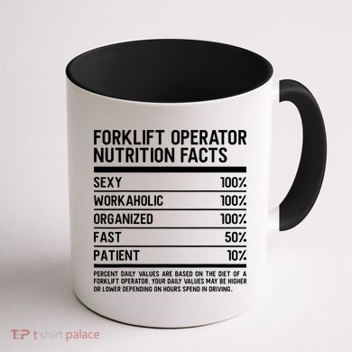 Men Funny Certified Forklift Operator Nutrition Facts Coffee Mug back