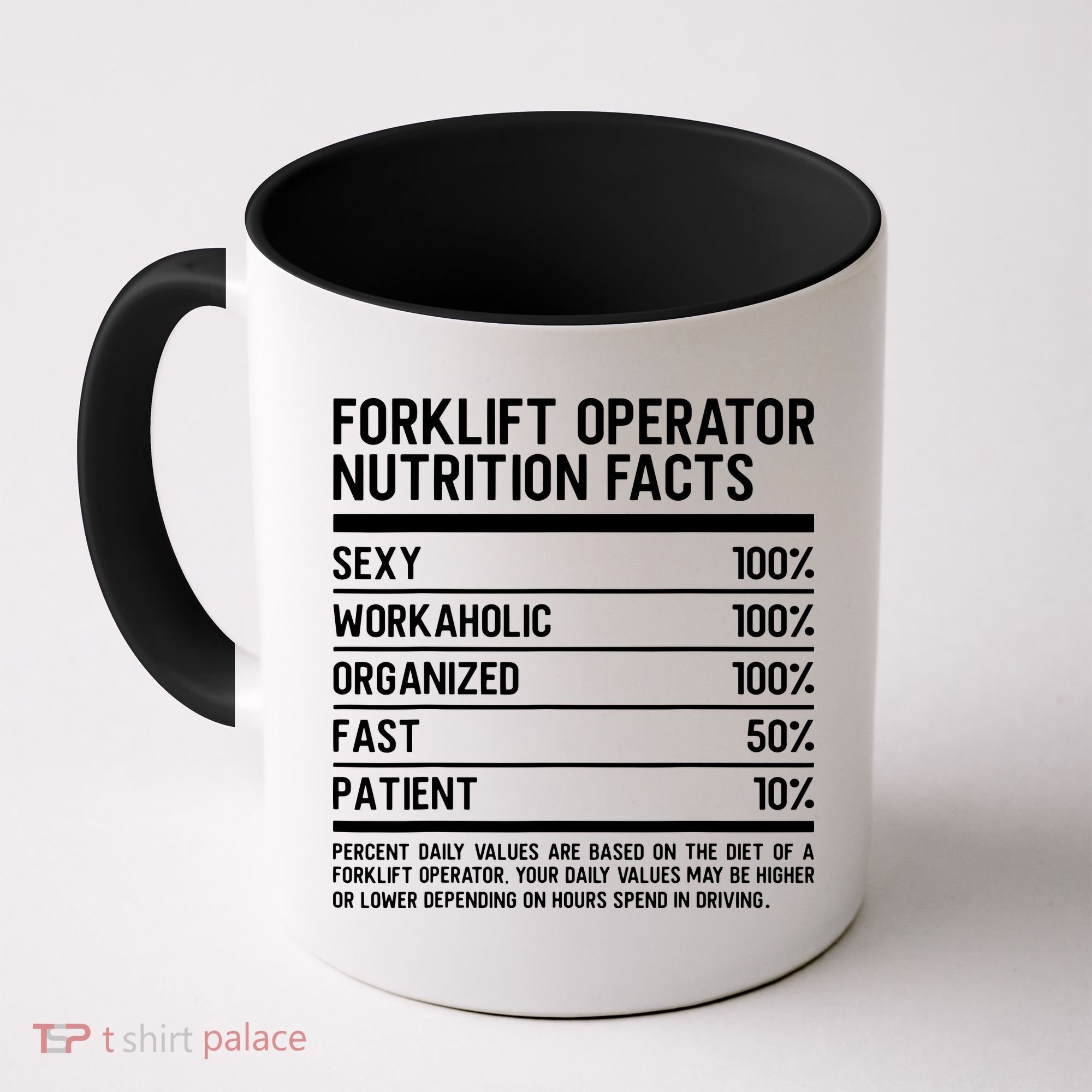Men Funny Certified Forklift Operator Nutrition Facts Coffee Mug