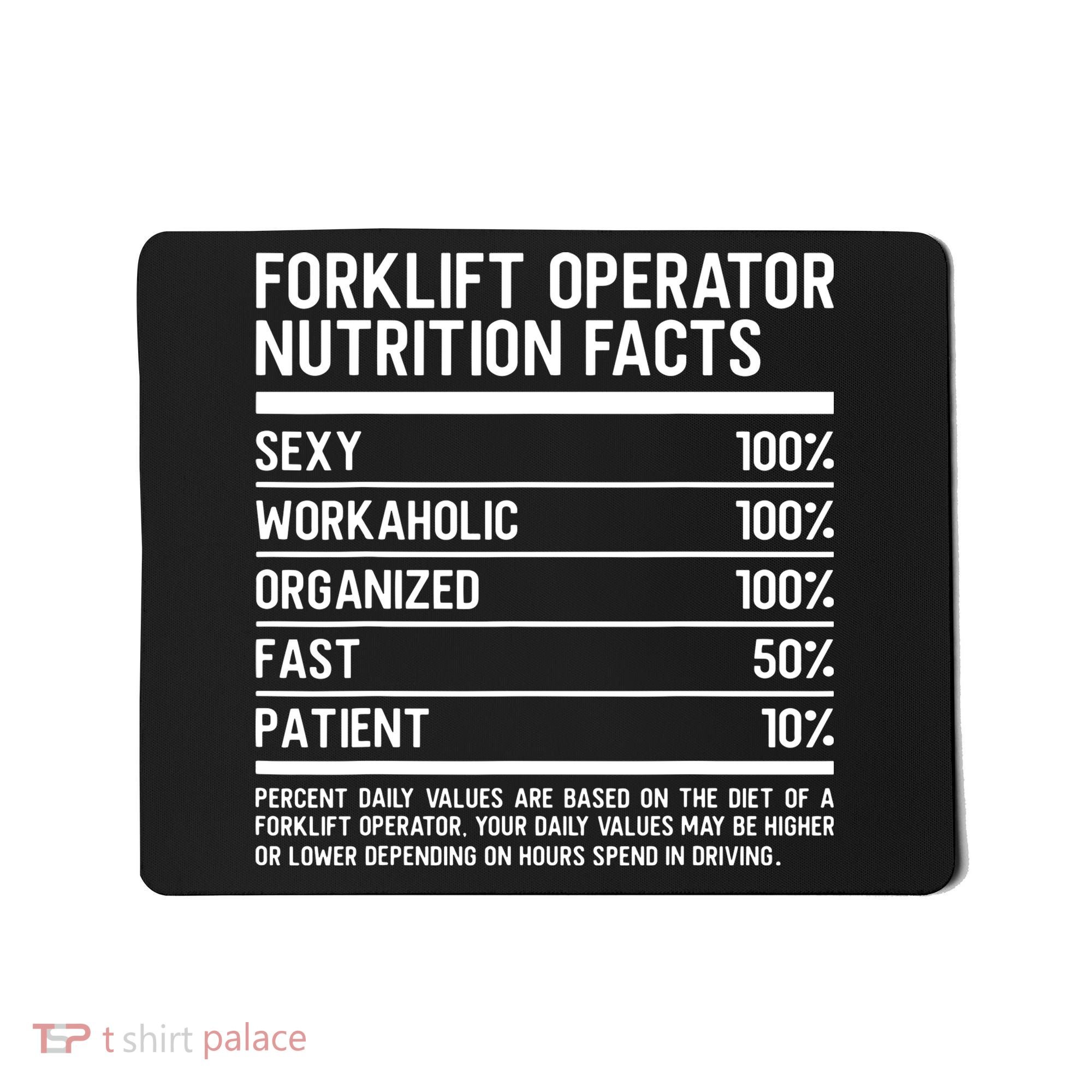 Men Funny Certified Forklift Operator Nutrition Facts Mousepad