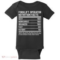 Men Funny Certified Forklift Operator Nutrition Facts Baby Bodysuit thumb 0