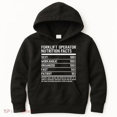 Men Funny Certified Forklift Operator Nutrition Facts Kids Hoodie
