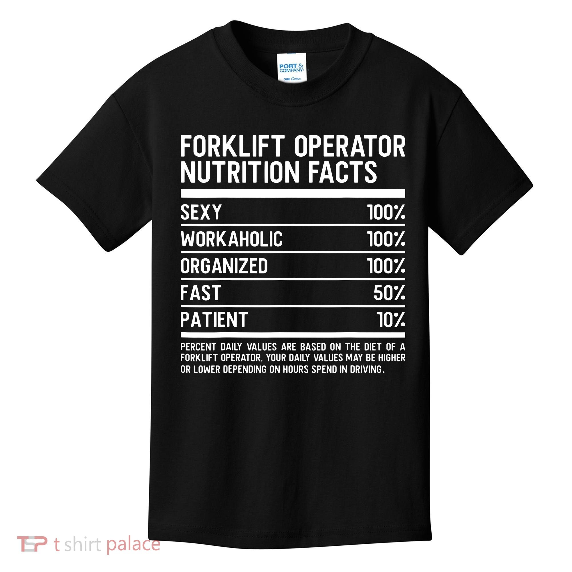 Men Funny Certified Forklift Operator Nutrition Facts Kids T-Shirt