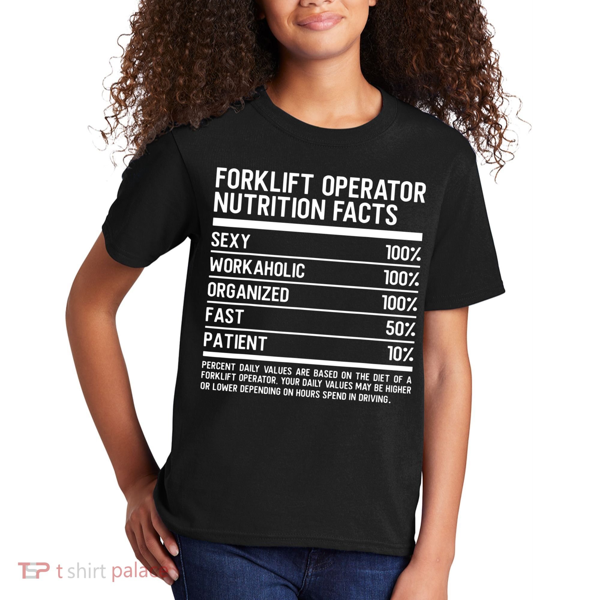 Men Funny Certified Forklift Operator Nutrition Facts Kids T-Shirt