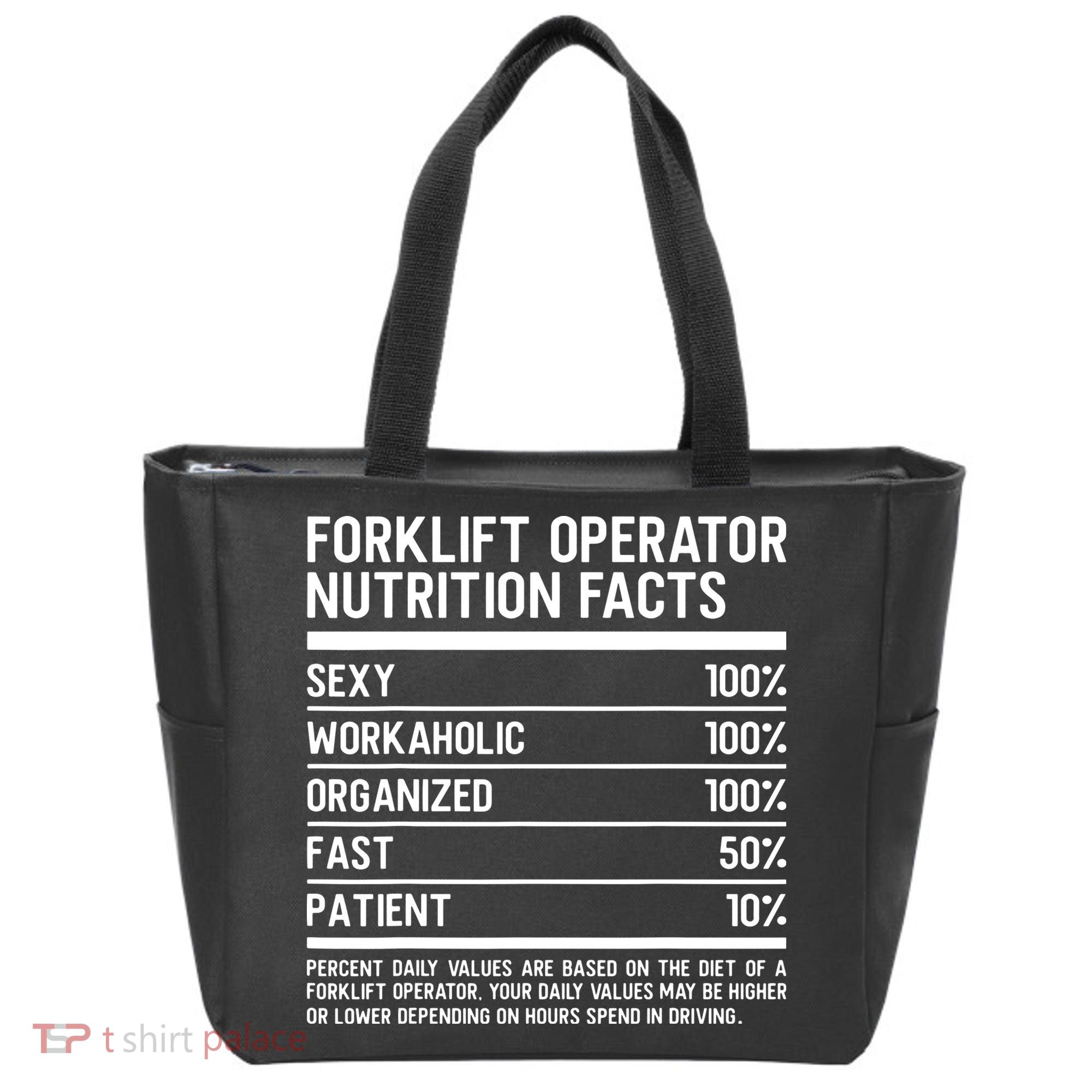 Men Funny Certified Forklift Operator Nutrition Facts Tote Bag