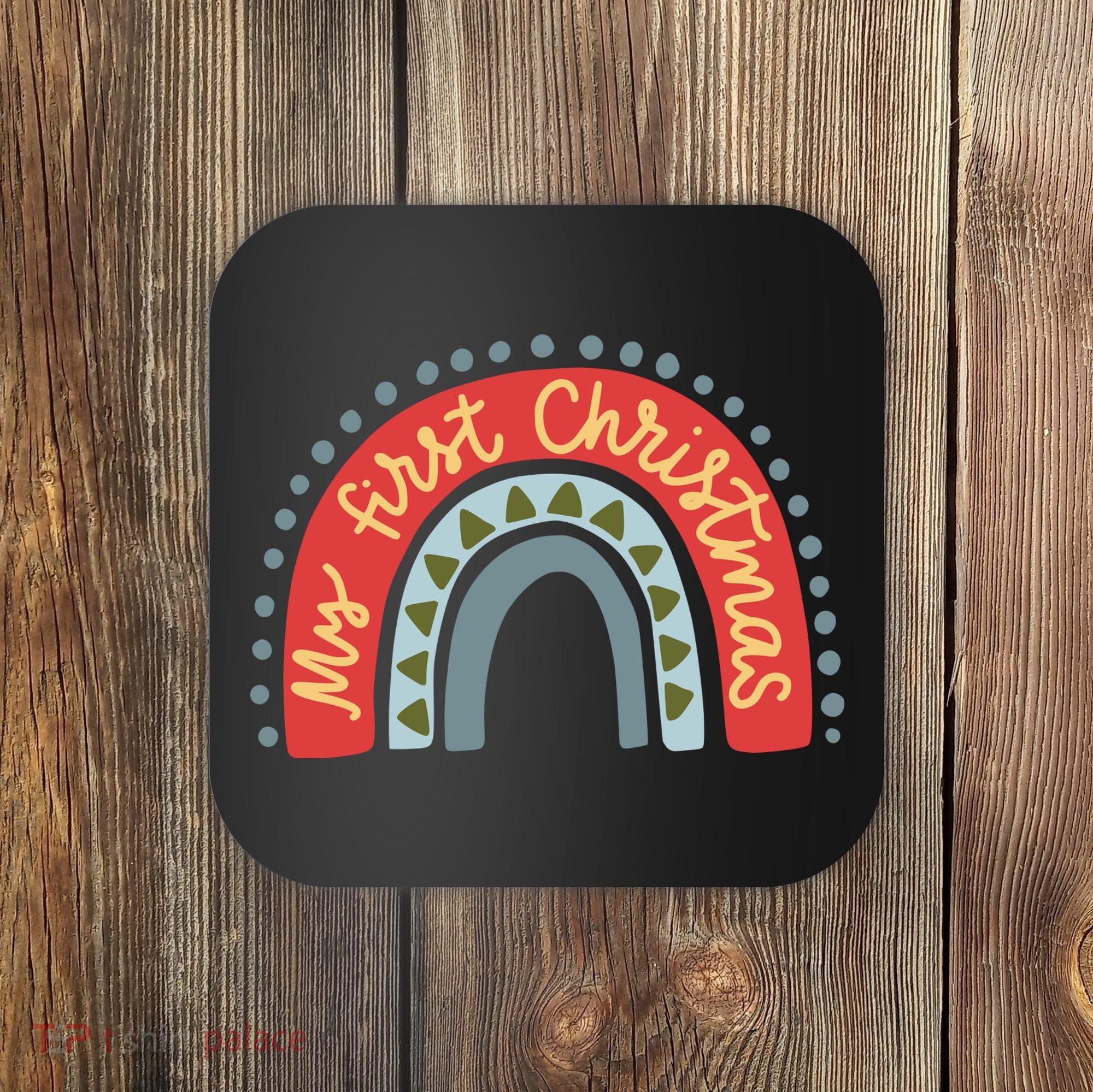My First Christmas Cute Rainbow Holiday Coaster
