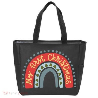 My First Christmas Cute Rainbow Holiday Tote Bag