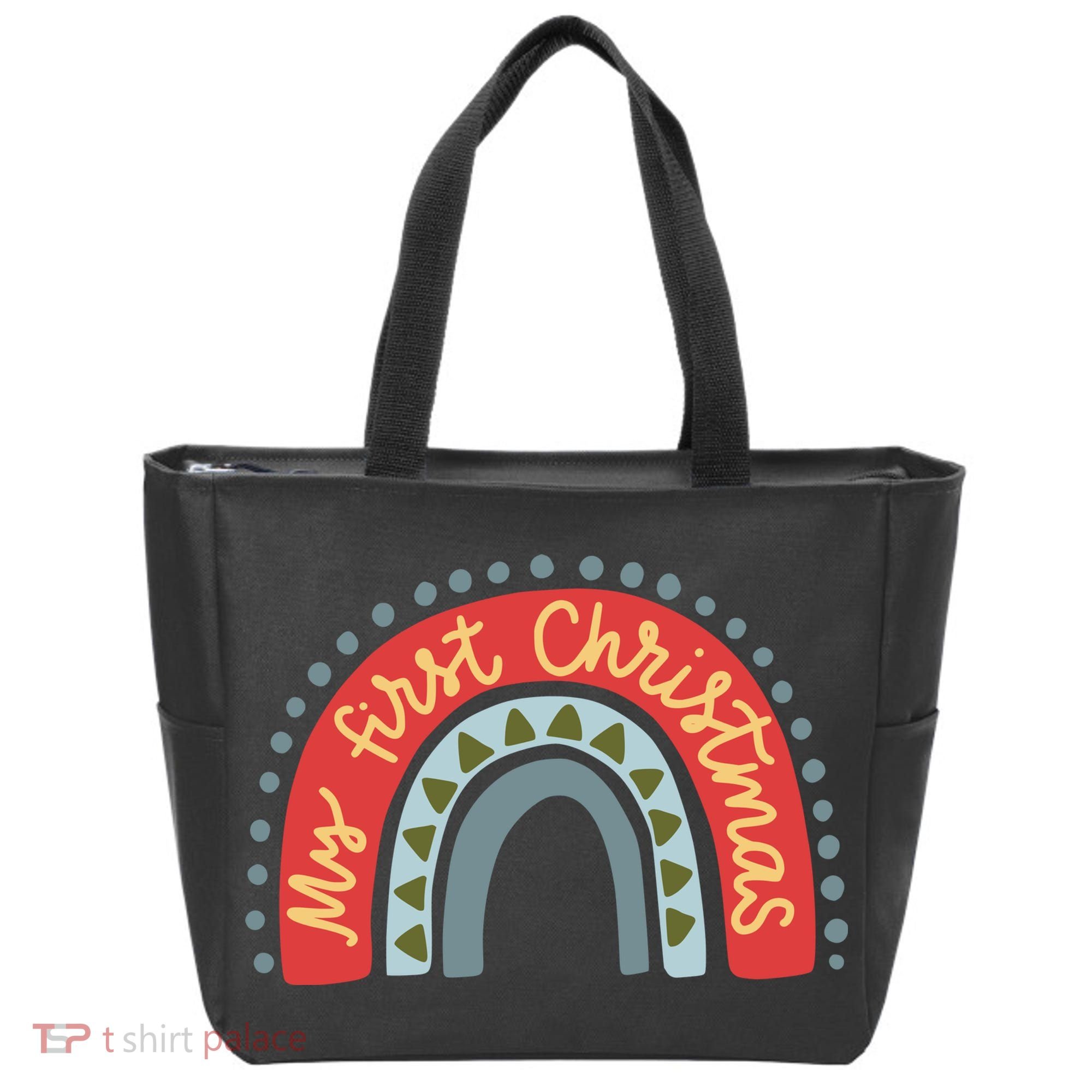 My First Christmas Cute Rainbow Holiday Tote Bag