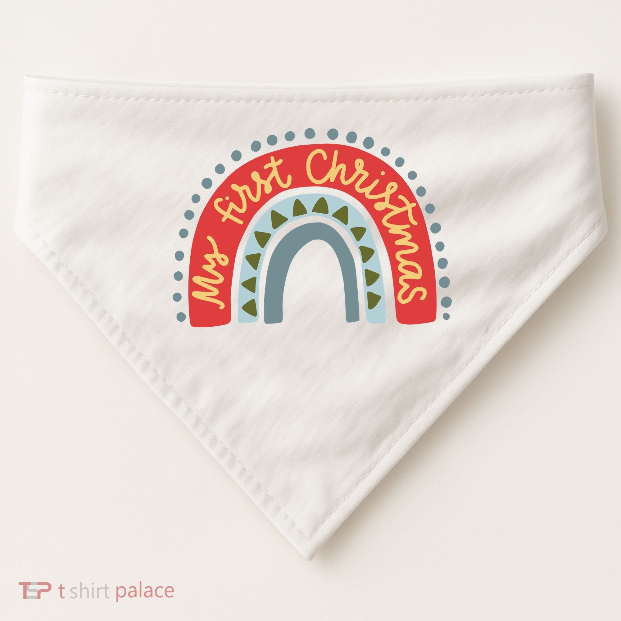My First Christmas Cute Rainbow Holiday USA-Made Doggie Bandana