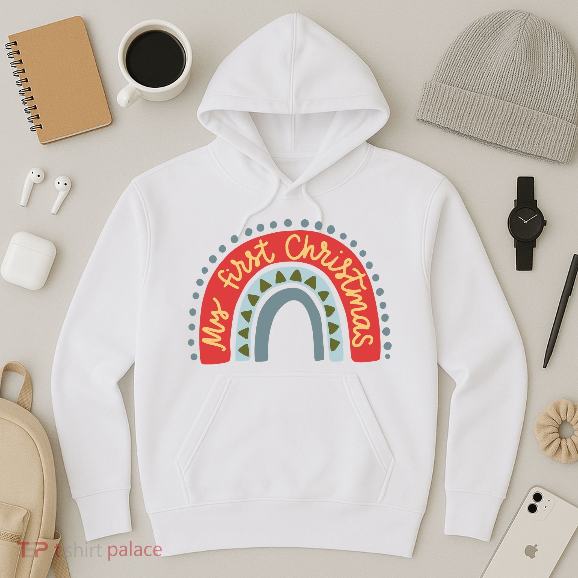My First Christmas Cute Rainbow Holiday Hoodie