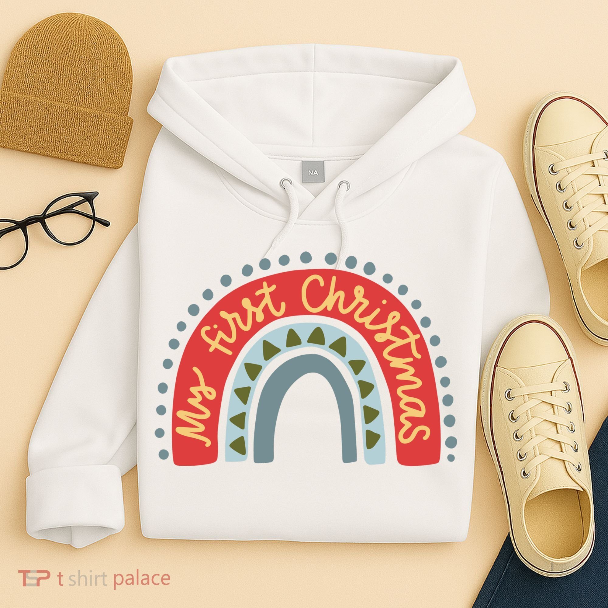My First Christmas Cute Rainbow Holiday Hoodie