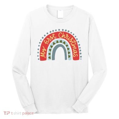 My First Christmas Cute Rainbow Holiday Long Sleeve Shirt