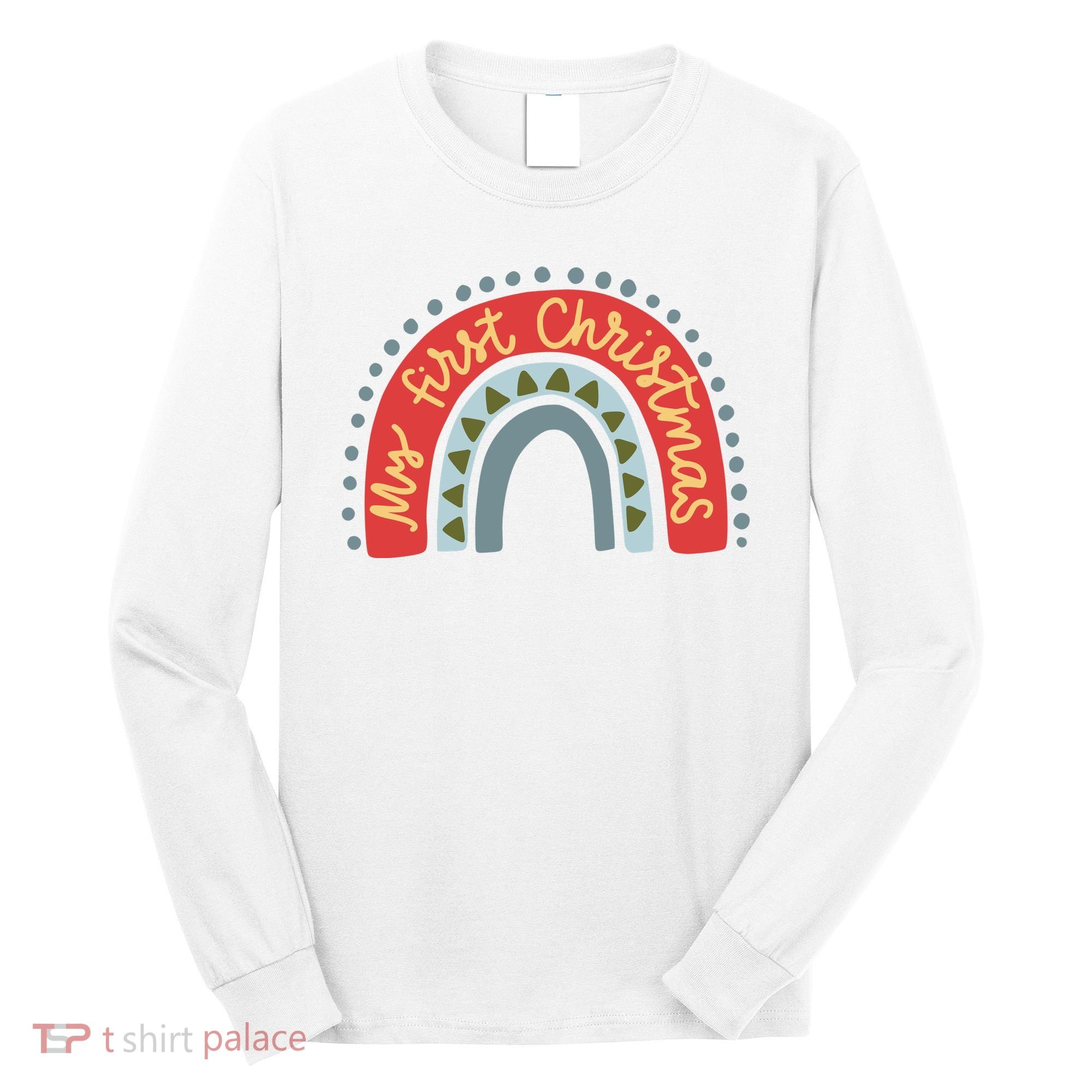 My First Christmas Cute Rainbow Holiday Long Sleeve Shirt